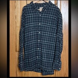 Red Head Shirt Mens 2XL Plaid Flannel Long Sleeve Button Down Green Blue BassPro